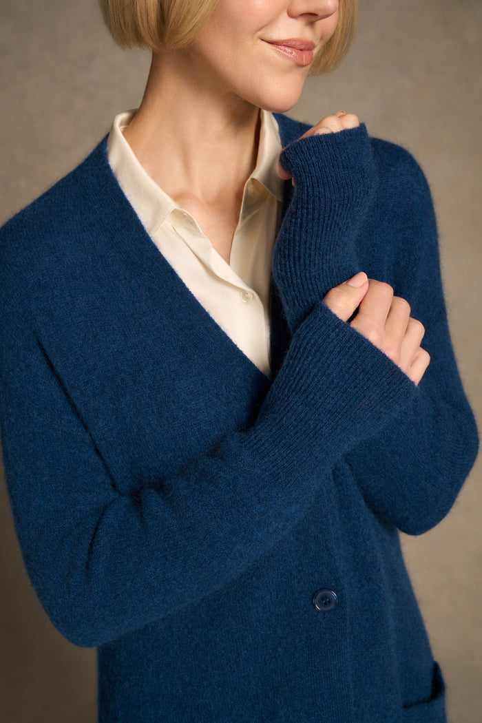 Button Through Mohair Cardigan - Midnight Blue