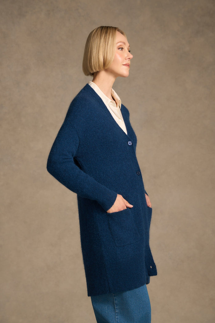 Button Through Mohair Cardigan - Midnight Blue