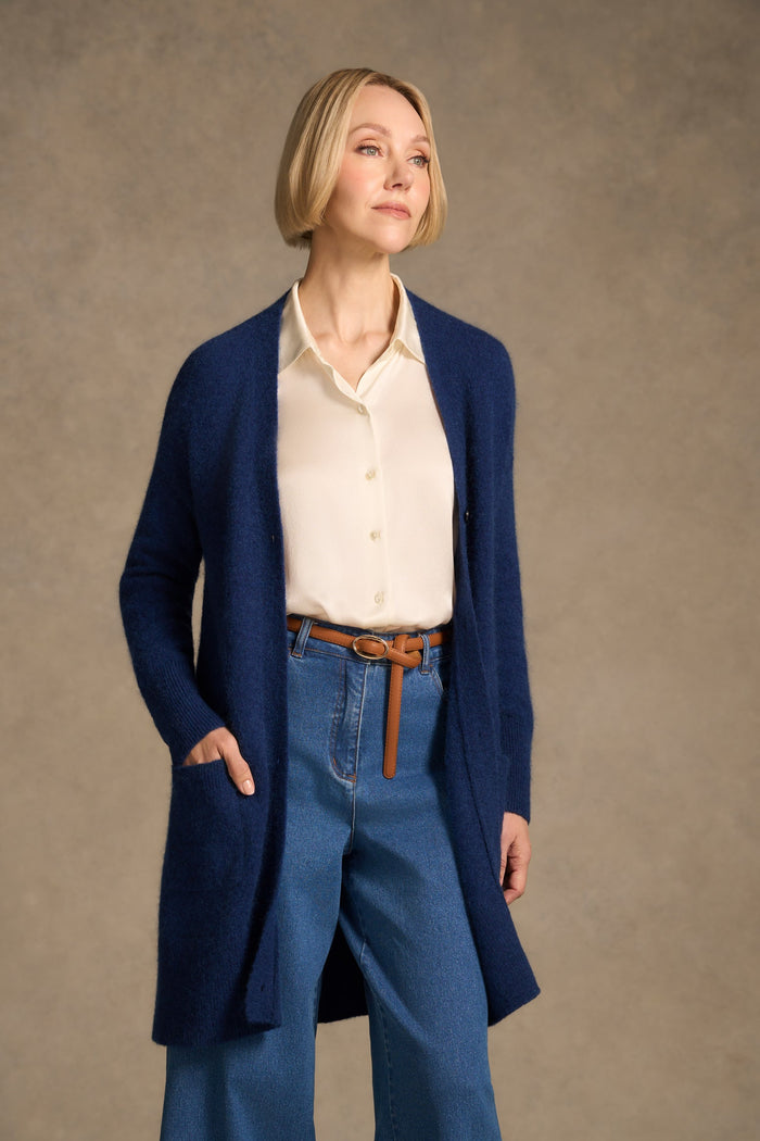 Button Through Mohair Cardigan - Midnight Blue