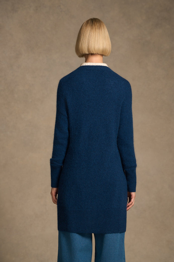 Button Through Mohair Cardigan - Midnight Blue
