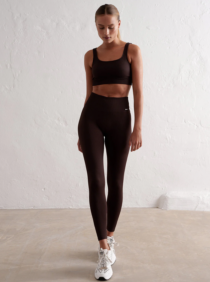Cacao Ribbed Seamless Tights