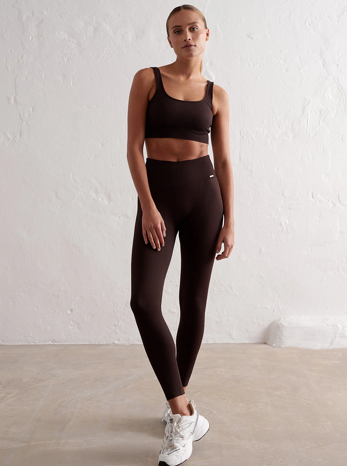 Cacao Ribbed Seamless Tights