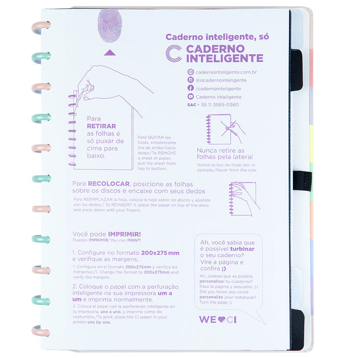 Caderno Inteligente Arco-Íris Pastel