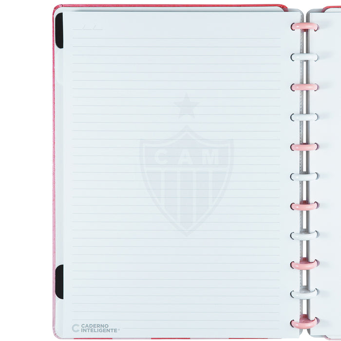 Folha branca pautada do Caderno Inteligente do Atlético Mineiro, tamanho grande e cor rosa.