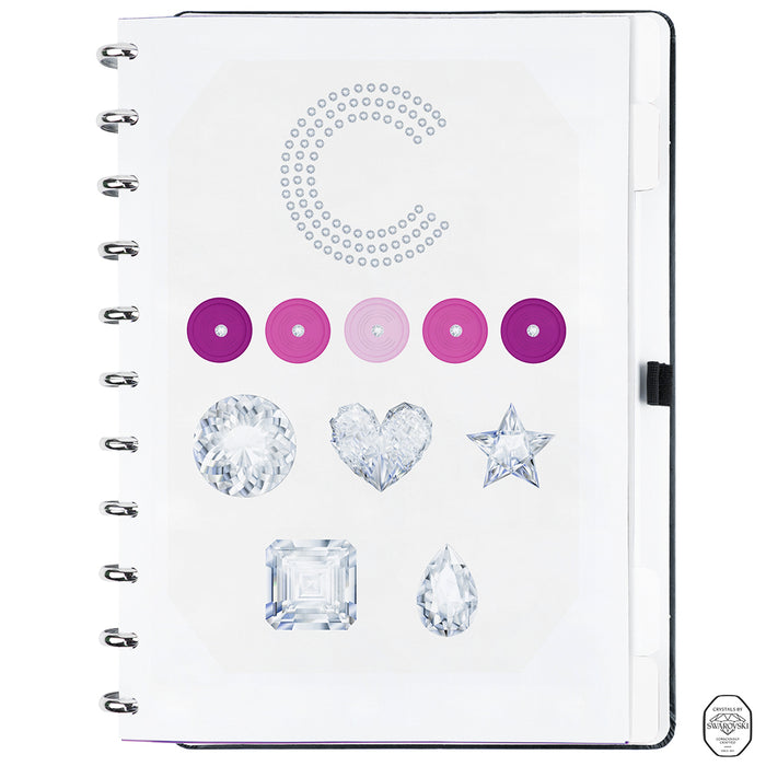 Folha de adesivos do Caderno Monogram Collection by Swarovski.