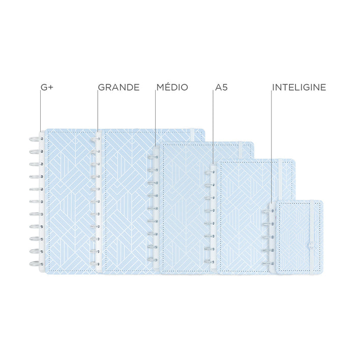 CADERNO ICE BLUE - REFIL AZUL COM LINHAS BRANCAS Caderno Inteligente ®