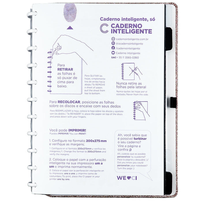 Caderno Let's Glitter Rose