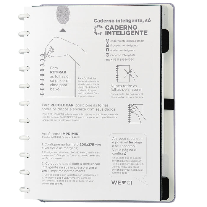 CADERNO LILÁS PASTEL