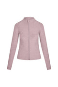 Women's heather-mauve long-sleeve zip jacket with mock neck and full front zipper