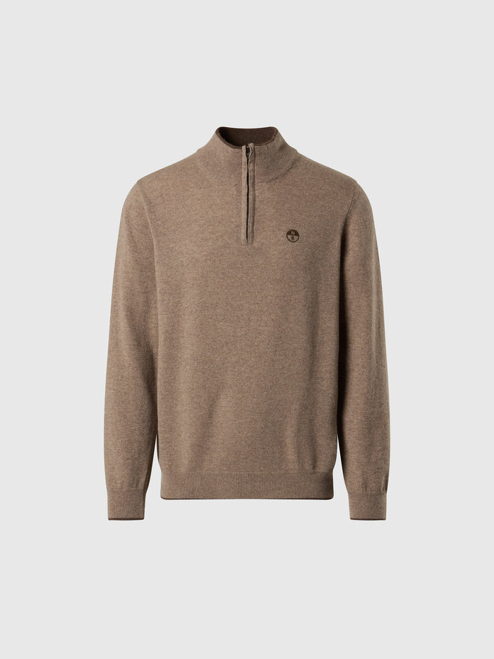 hover | Fossil melange | hald-zip-12gg-knitwear-699148