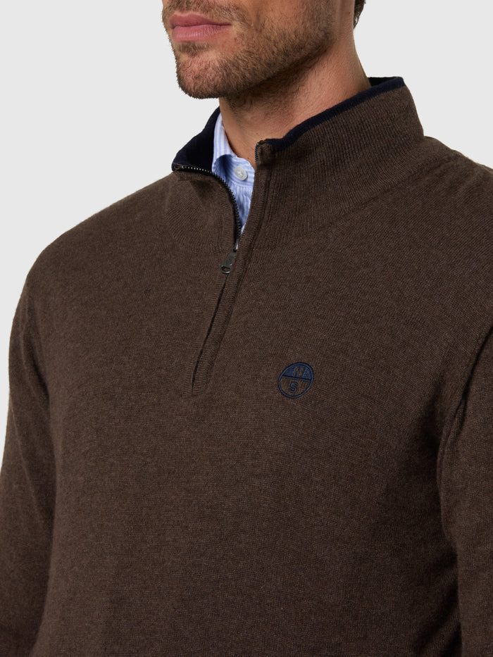 6 | Walnut melange | half-zip--12gg-knitwear-699490