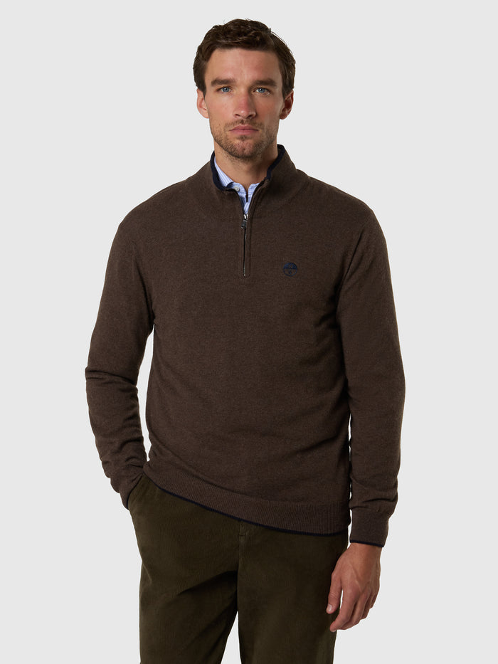 1 | Walnut melange | half-zip--12gg-knitwear-699490