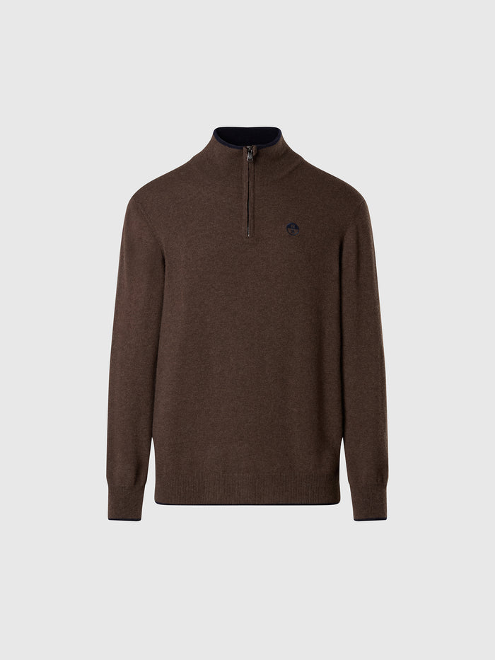 hover | Walnut melange | half-zip--12gg-knitwear-699490