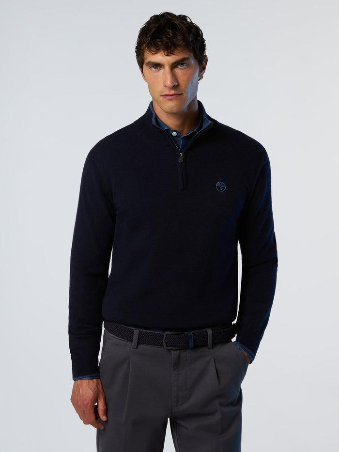1 | Navy blue | hald-zip-12gg-knitwear-699148