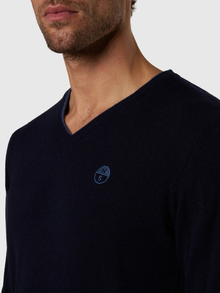 6 | Navy blue | v-neck12gg-knitwear-699487
