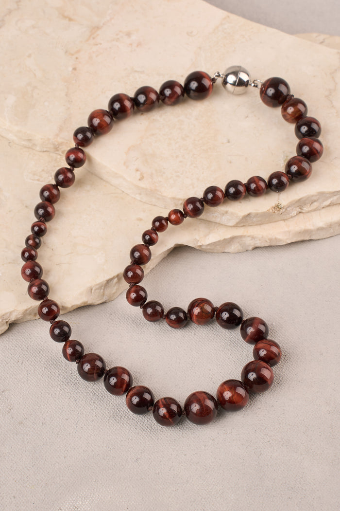 Cat’s Eye Beaded Necklace - Chocolate
