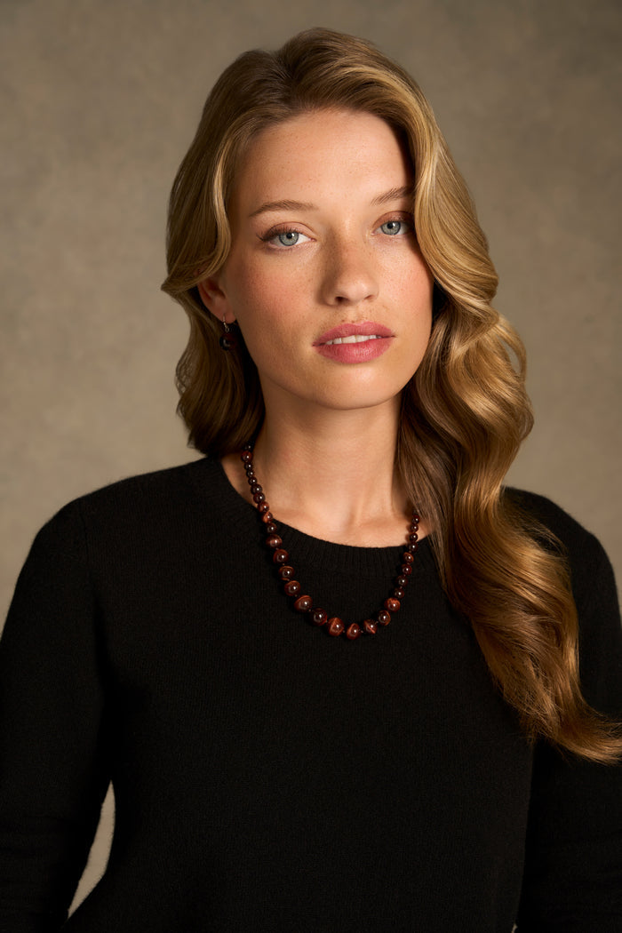 Cat’s Eye Beaded Necklace - Chocolate