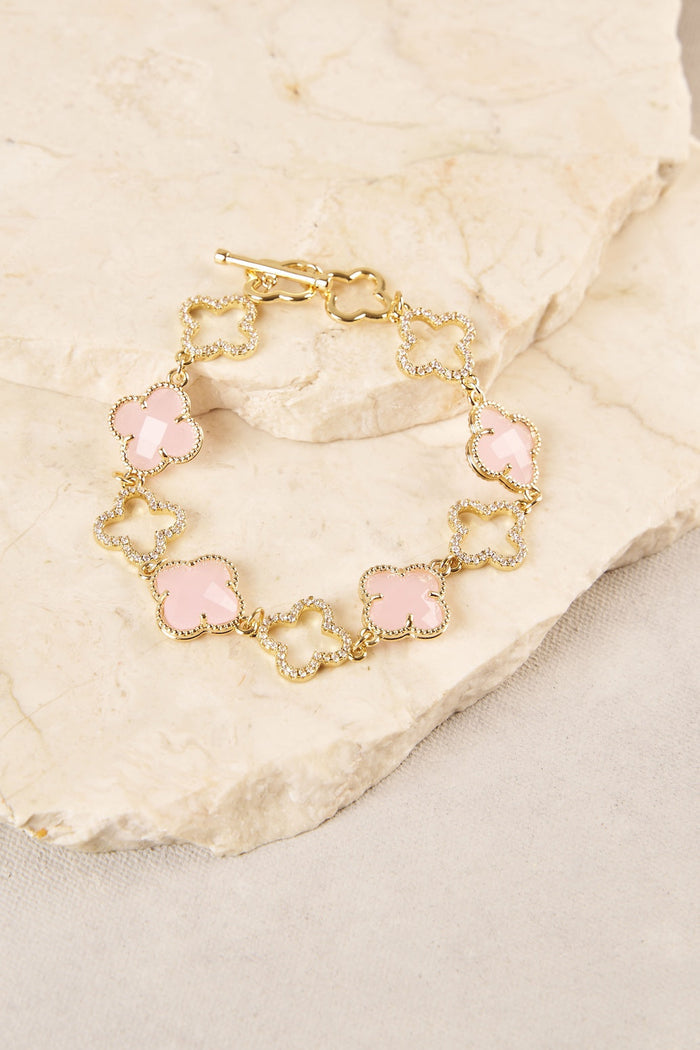 Clover Diamante Bracelet - Light Pink