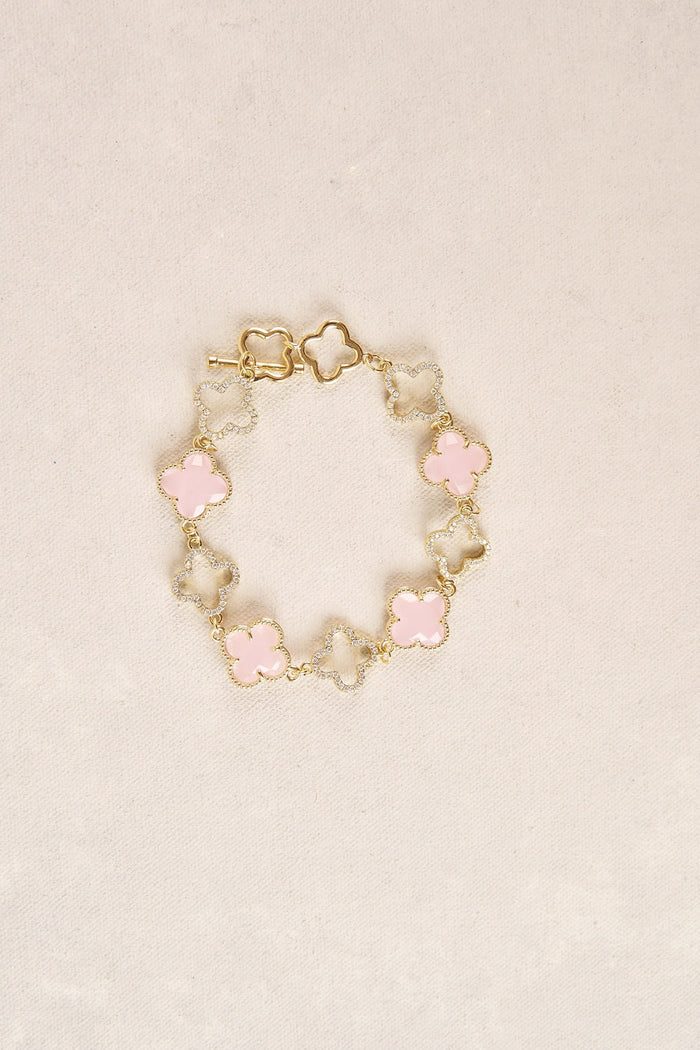 Clover Diamante Bracelet - Light Pink