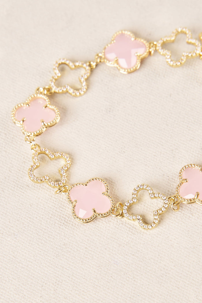 Clover Diamante Bracelet - Light Pink