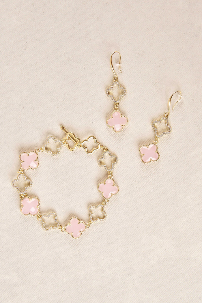 Clover Diamante Bracelet - Light Pink