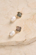 Clover Pearl Stud - Black