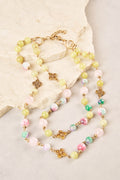 Coloured Beads Clover Necklace - Multi