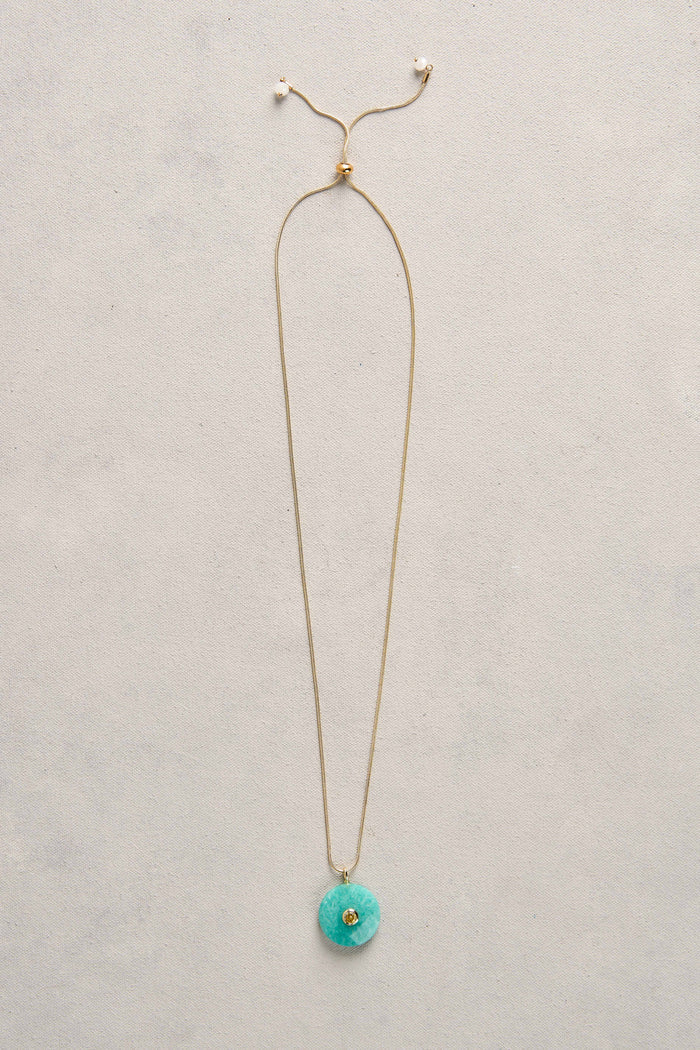 Coloured Pendant Necklace - Aqua