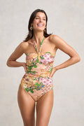 Convertible One Piece Bather - Patchwork Floral Print