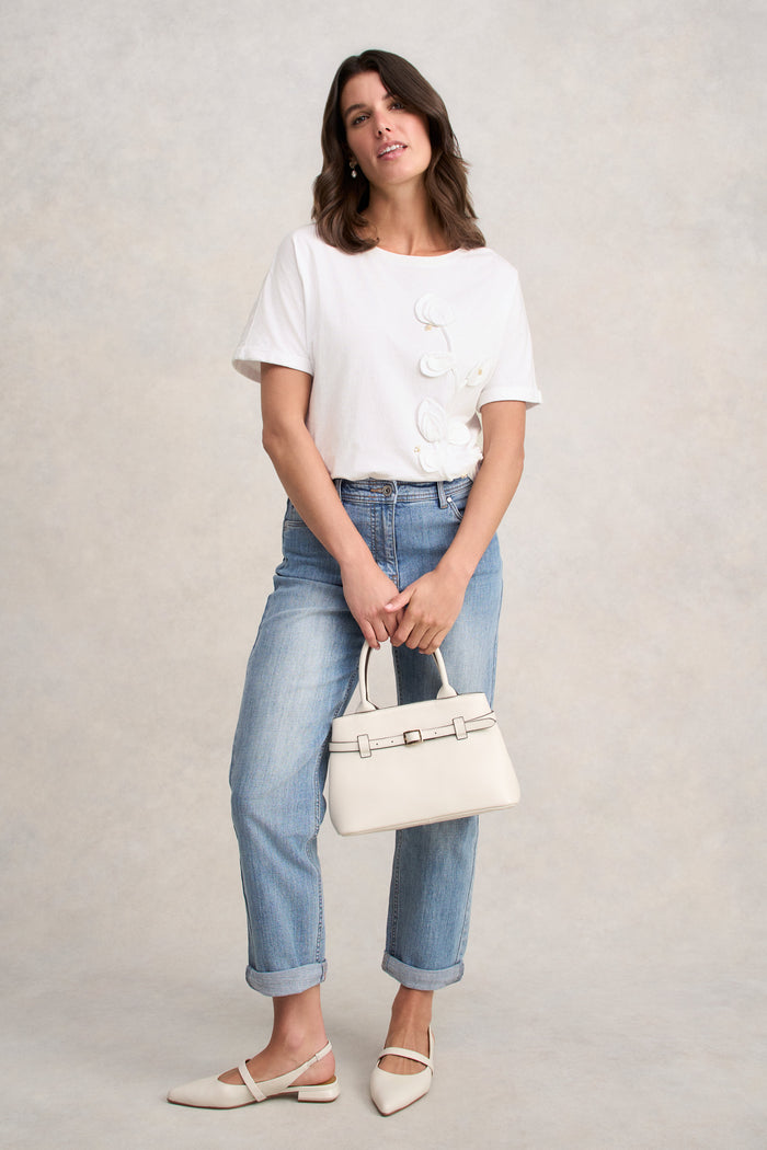 Cotton Applique T-Shirt - White