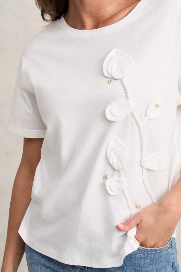 Cotton Applique T-Shirt - White