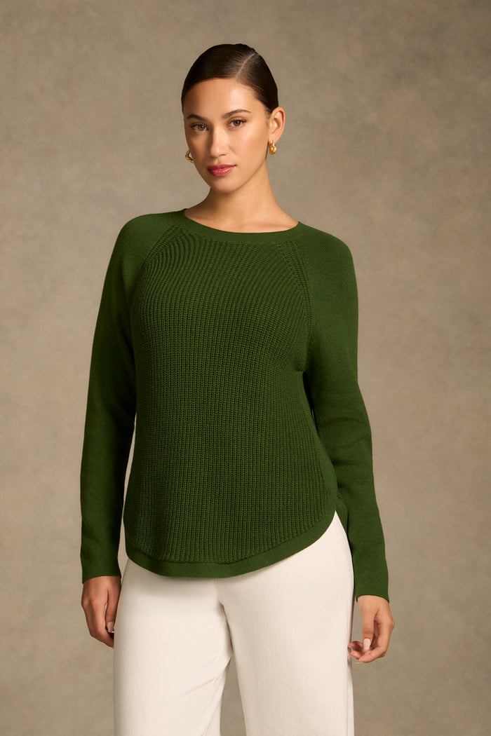 Cotton Blend Textured Jumper - Clover
