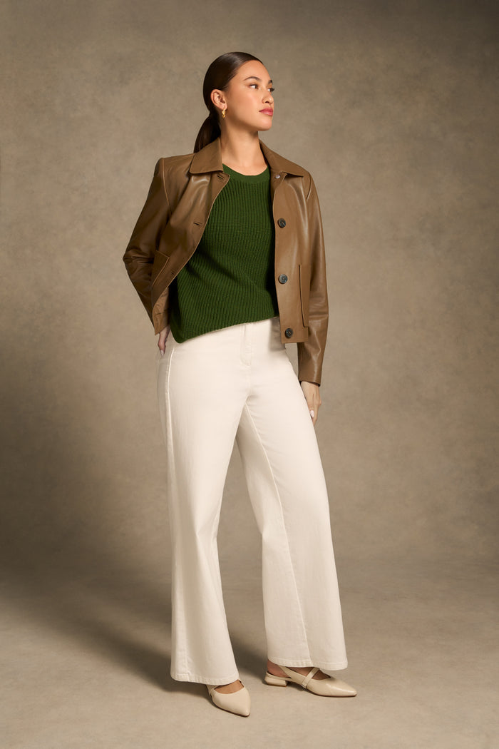 Cotton Blend Textured Jumper - Clover
