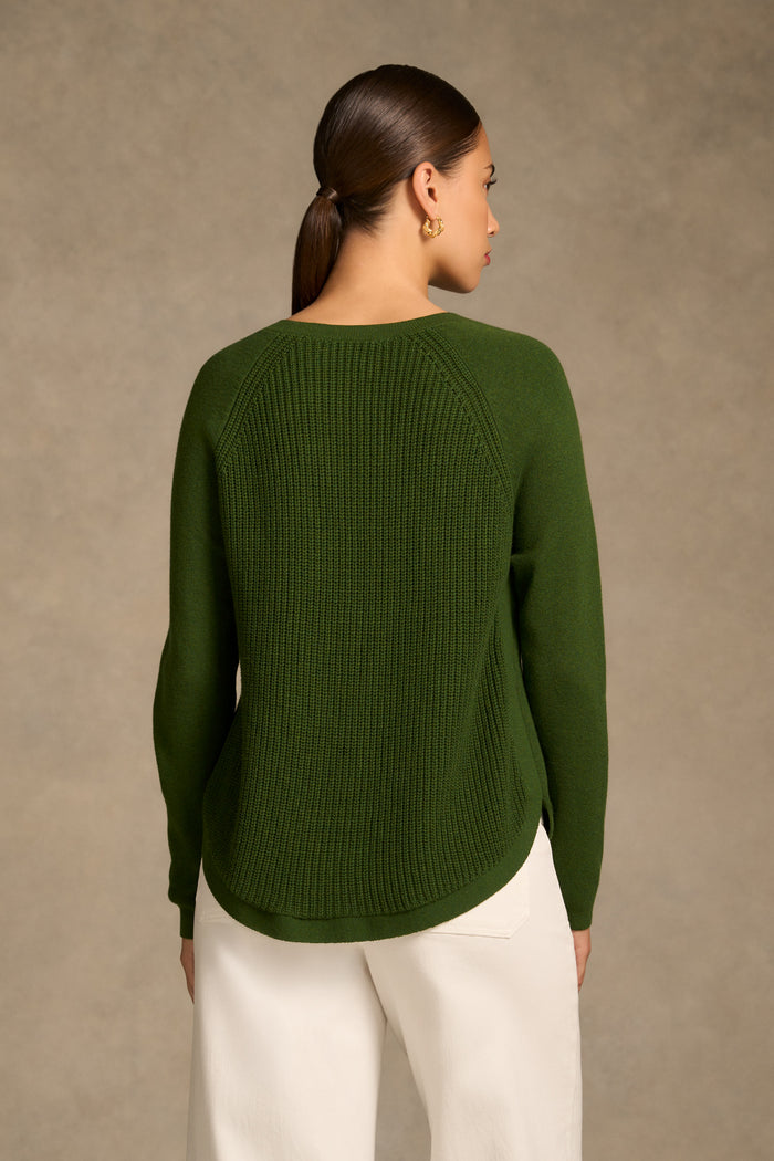 Cotton Blend Textured Jumper - Clover