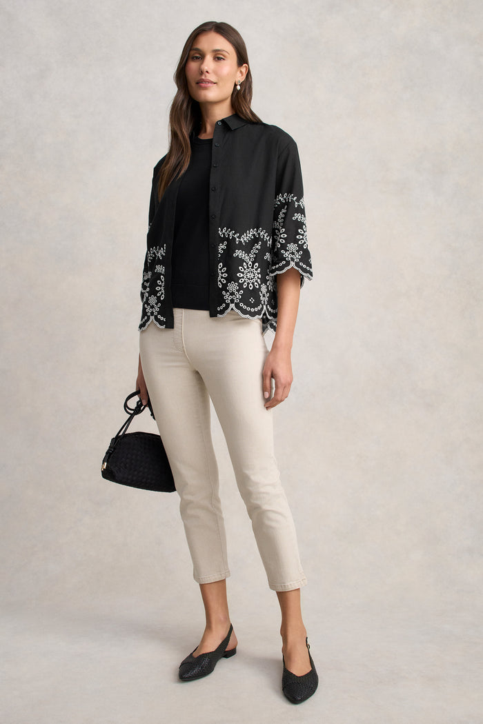 Cotton Broderie Shirt - Black