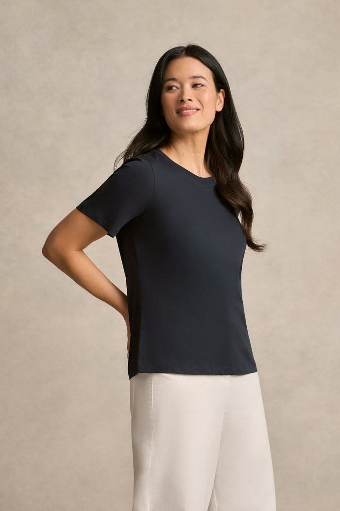 Cotton Crew Neck Tee - Ink