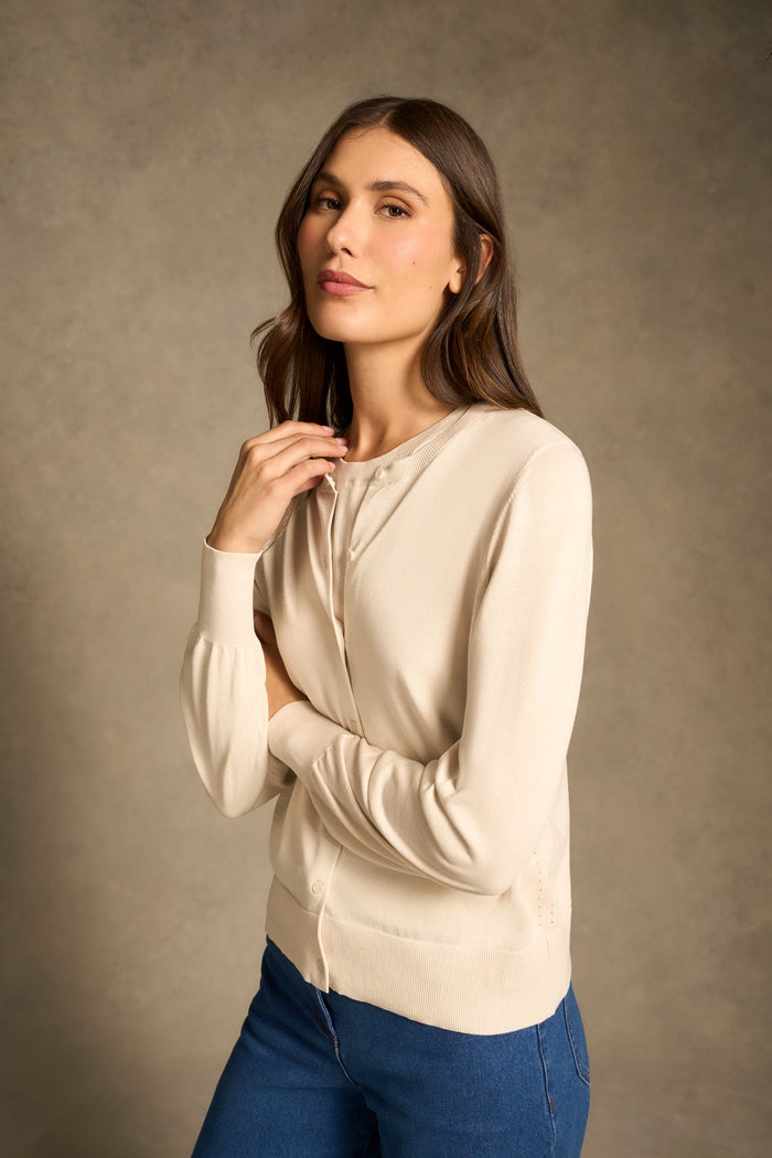Cotton Knit Cardigan - Vanilla