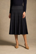 Cotton Lyocell Skirt - French Navy / White