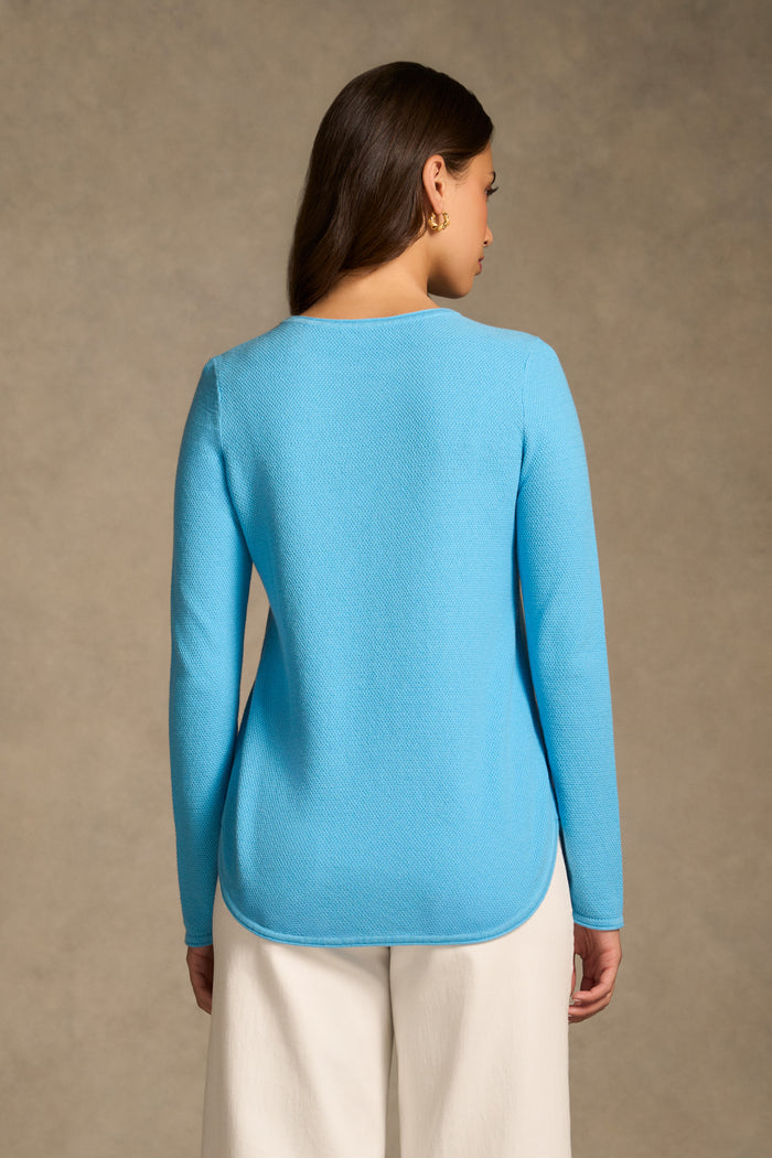 Cotton Mix Stitch Jumper - Radiant Blue