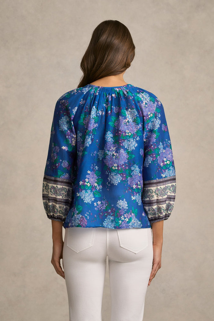 Cotton Silk Blouse - Blooms Border Print