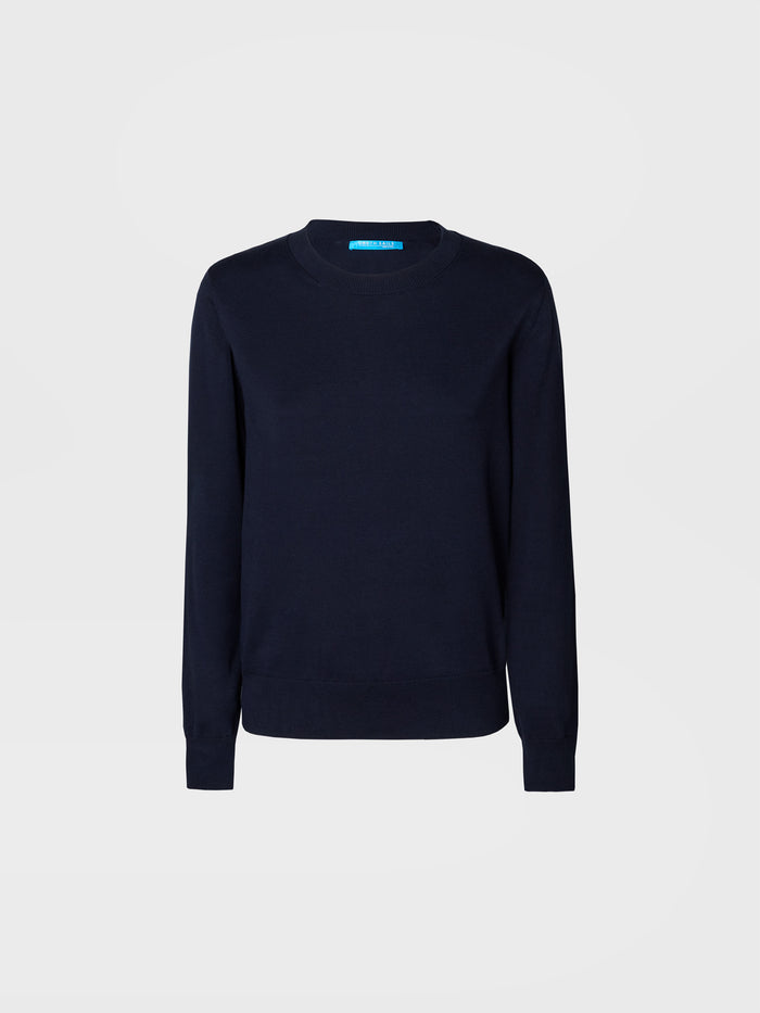 hover | Navy blue | women's-crewneck-knit-27W900