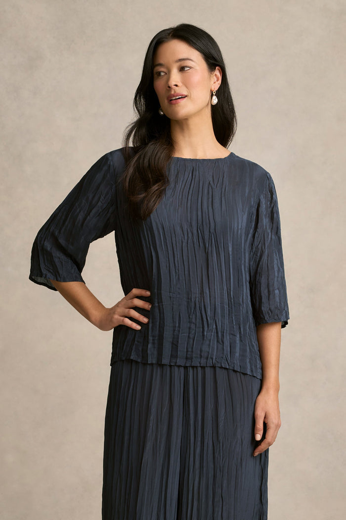 Crinkle Textured Blouse - Ink
