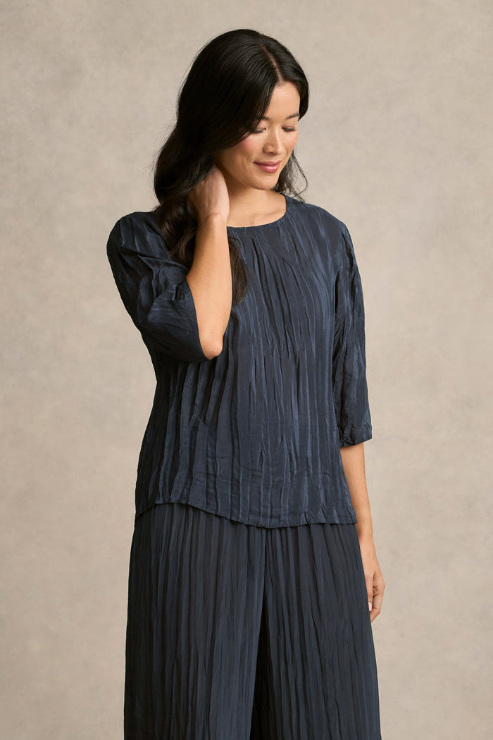 Crinkle Textured Blouse - Ink