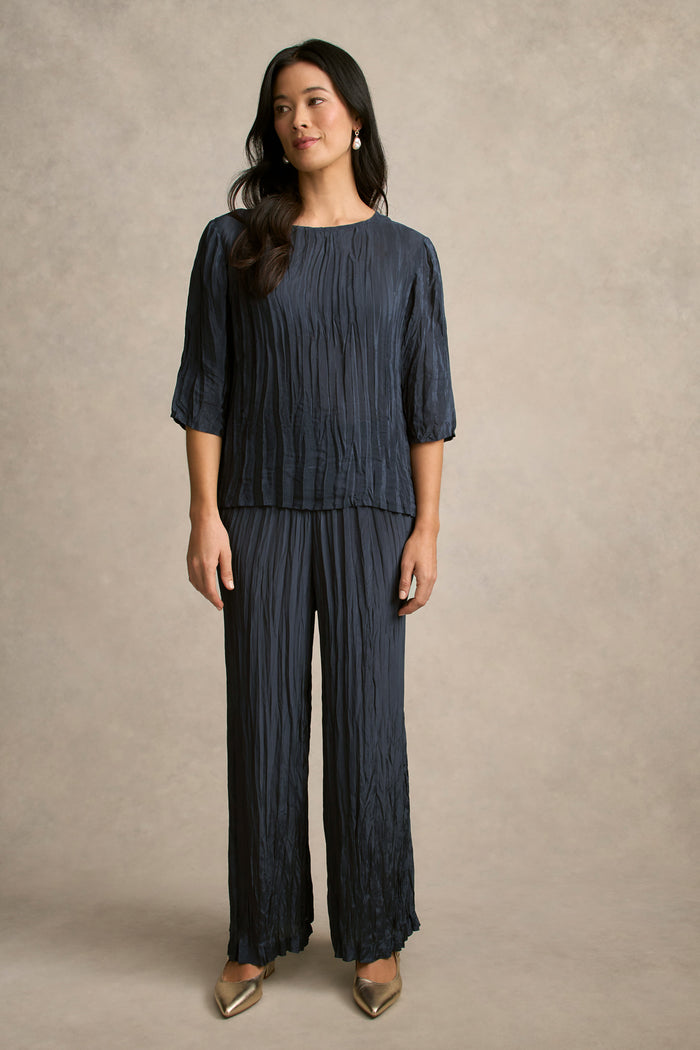 Crinkle Textured Blouse - Ink