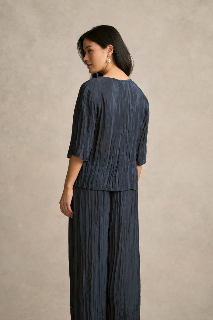 Crinkle Textured Blouse - Ink
