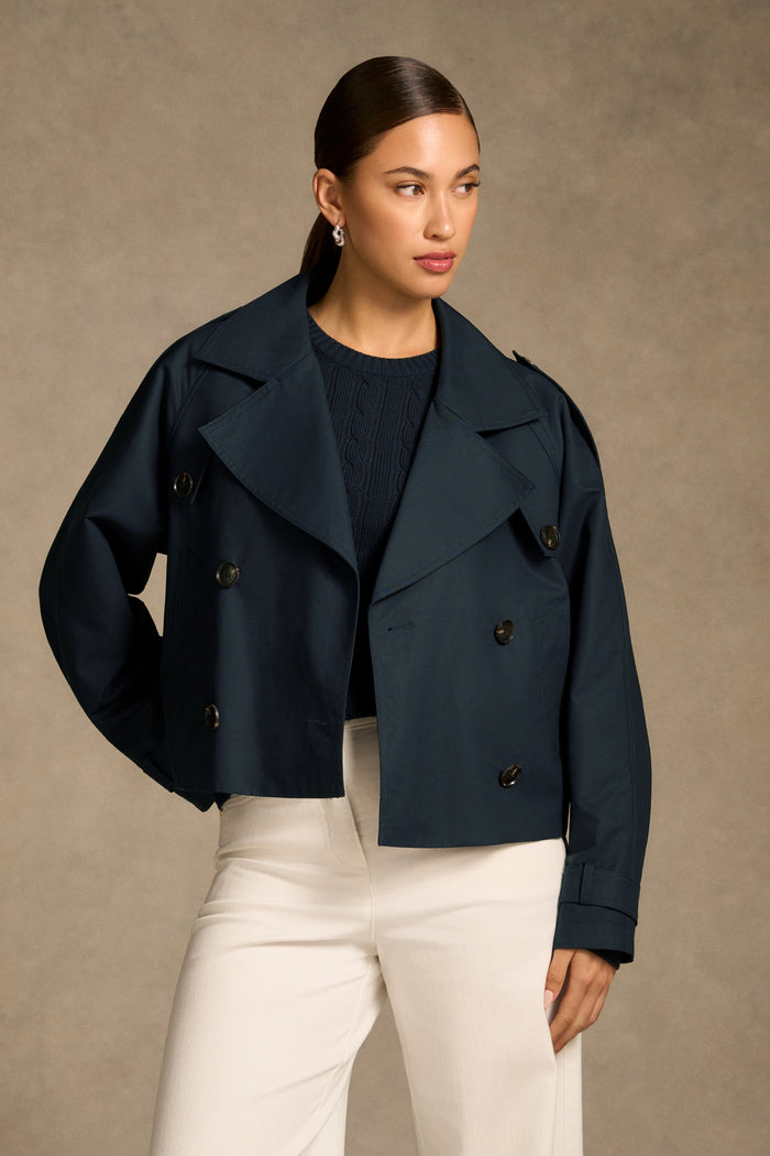 Crop Trench Coat - Ink