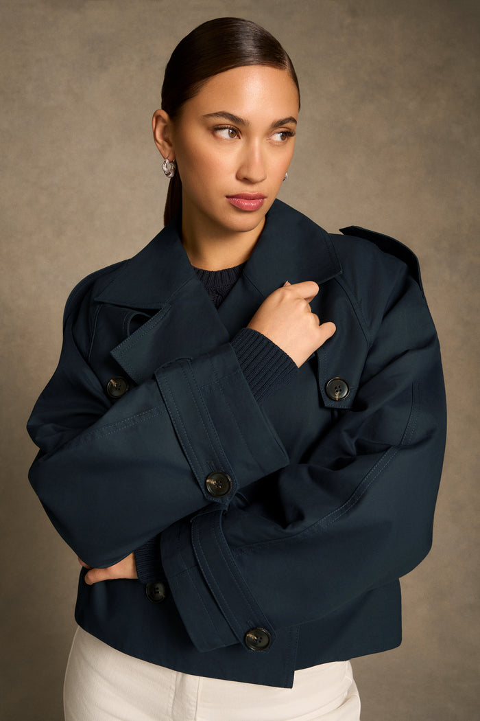 Crop Trench Coat - Ink
