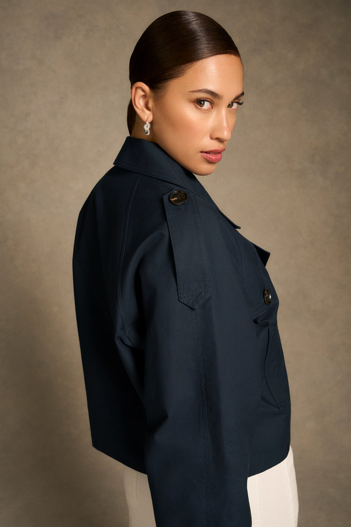 Crop Trench Coat - Ink