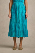 Crushed Midi Skirt - Tidal Drift Print