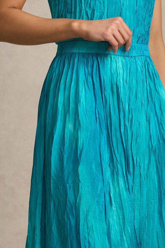 Crushed Midi Skirt - Tidal Drift Print
